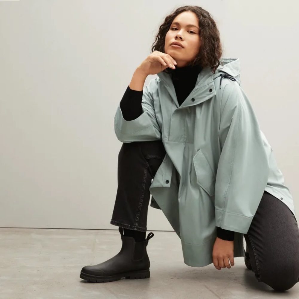 Everlane The ReNew Poncho, L, in Light Sage